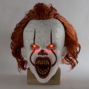 Horror Nieuwe Led Pennywise Joker Scary Mask Cosplay Stephen King Hoofdstuk twee Clown Latex Masks Helmet Halloween Party Props 4.23 S