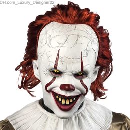 Horror Pennywise Joker Máscara Cosplay Scary Creepy Evil Demon Payaso Asesinos Casco de látex Halloween Carnival Party Costume Props Q230824