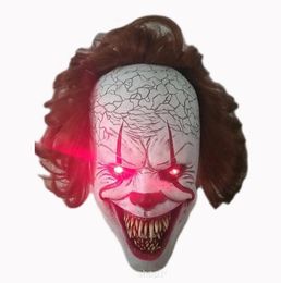 Horror enge cosplay clown masker Halloween kostuum feest prop maskerade joker masker led licht rubber griezelige full face maskers dor volwassenen kinderen