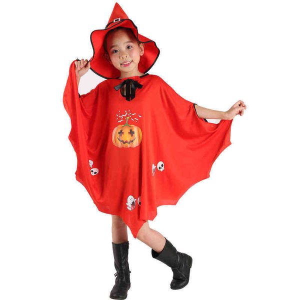 Disfraces de brujas de terror, disfraz aterrador, ropa de Halloween, capa de calabaza, disfraces de Halloween para niños, bata, sombrero, bruja para niños
