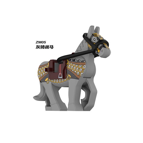 Horse Armor Battle Steed MOC Medieval Roma Knight Soldado Accesorios Figuras Impresión Asamblea Pequeña construcción Bloque