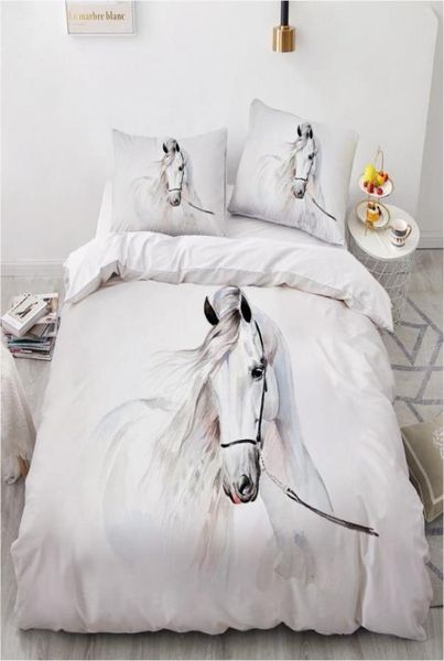 Juego de ropa de cama de caballos 3D Diseño personalizado Conjuntos de tapa de edredón de animales