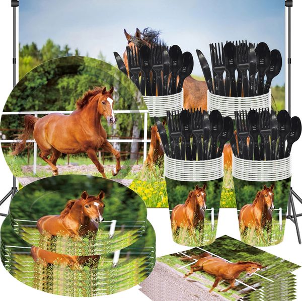 Horse Birthday Party Supplies Pony Pony Pony Cups Napkins Banners Balloons Gâteau Toppers Horizons Toys DÉCORATIONS
