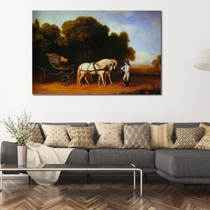 Paard Canvas Art Park Phaeton met een paar crème Pontes George Stubbs schilderij klassiek landschap handgemaakte Home Decor