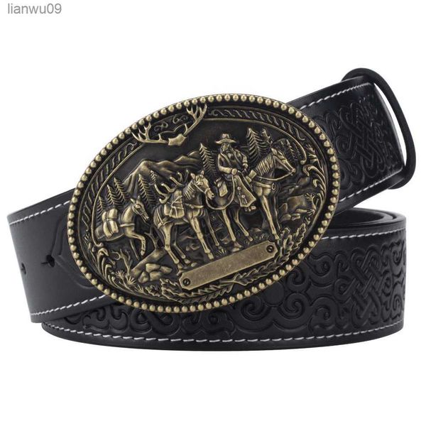 Cinturón de cuero decorativo de caballo Accesorios de ropa de hombre de moda de vaquero L230704