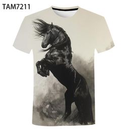 Cheval conception t-shirt hommes été 3D décontracté drôle vêtements urbains surdimensionné enfants 039s Harajuku mignon Animal haut Men039s TShir5009759