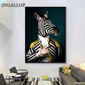 Paard gentleman canvas muur kunst dier cosplay olieverf print poster moderne slaapkamer muur decor creativiteit decoratieve foto