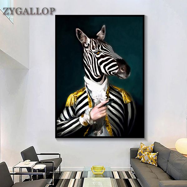 Caballo caballero lienzo pared arte Animal Cosplay pintura al óleo impresión cartel moderno dormitorio pared decoración creatividad cuadro decorativo