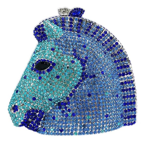 Sac de dîner incrusté de diamants tête de cheval, sac à main en trois dimensions pour Banquet et animaux, pour dame européenne et américaine, 0001