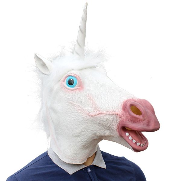 Máscara de látex de cabeza de caballo, tocado de Cosplay, disfraz de Animal de Halloween, accesorio para disfraz de adulto, suministros para máscara de Cosplay