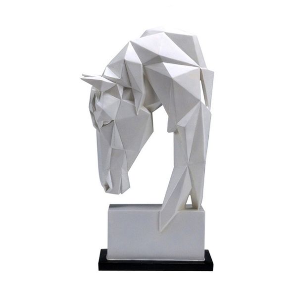 Cheval Tête Ornements Animal Résine Décoration De La Maison Nordique Géométrique Origami Artisanat Ameublement Salon Bureau Décor Statuette 220115