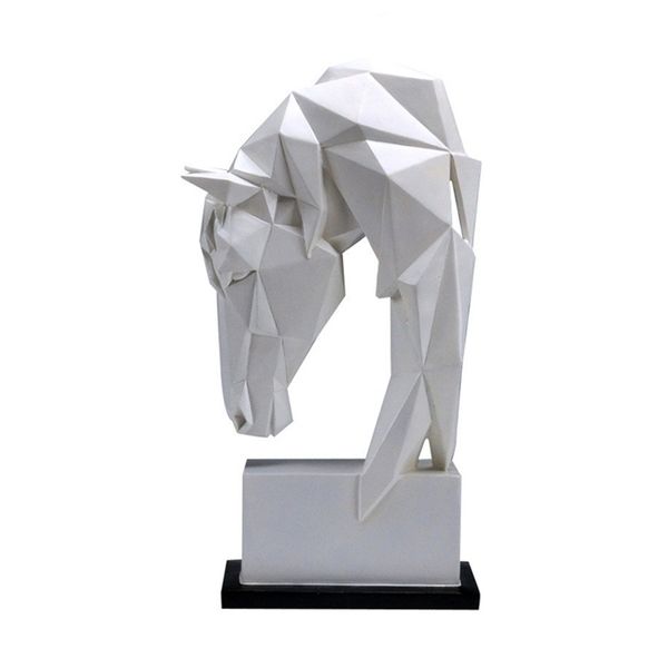 Tête de cheval Ornements Animal Résine Décoration de La Maison Nordique Géométrique Origami Artisanat Ameublement Salon Bureau Décor Statuette 210727