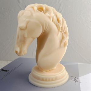 Horse hoofd standbeeld kaarsen siliconen schimmel buste riding beeldhouwkunst kunstbeeld beelddier poney mal 220721