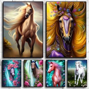 Horse Natuur- en dierenposters en prints Canvas schilderen Paarden Wall Art Pictures voor kantoor woonkamer huisdecoratie