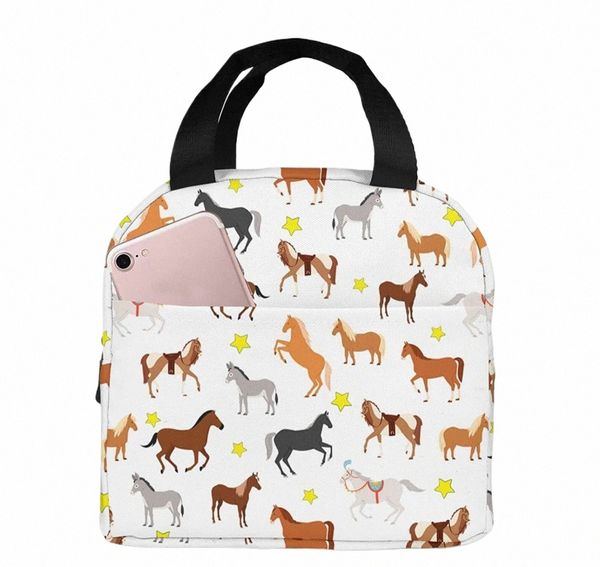 Cheval Portable Sac à lunch Femme Fourre-tout imperméable Sacs à bandoulière Petits sacs à main Sacs à main, Boutique Bureau École Pique-nique Voyage Cam H6gG #