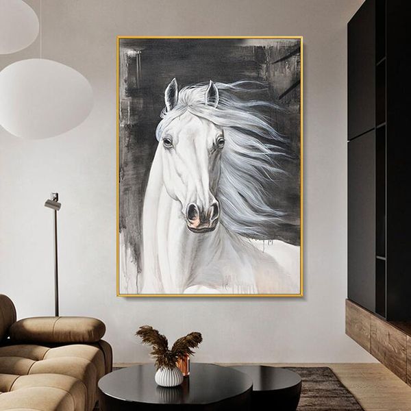 Pósteres de caballos, pintura al óleo de animales en lienzo, imágenes artísticas de pared para sala de estar, decoración moderna para el hogar, pinturas decorativas para sofá
