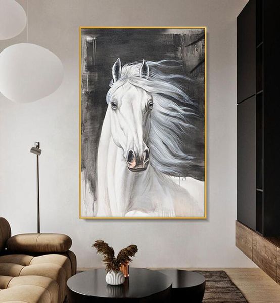 Affiches de chevaux peinture à l'huile d'animaux sur toile, images d'art murales pour salon, décoration de maison moderne, peintures de décoration de canapé 5639970