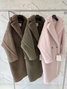 Résistance au froid MMAX teddy alpaga fourrure longs manteaux double boutonnage hiver femmes parkas