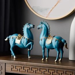 Horse Sculpture Home Decoratie Accessoires Chinese stijl Woonkamer Decoratie Dengshui Standbeeld Kantoor Decor Housewarming Gifts 240509