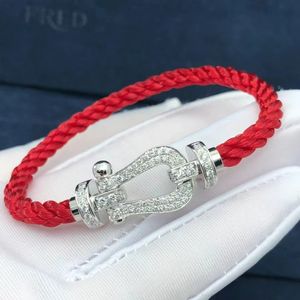 Chaussures de cheval Bracelet à breloques de chaîne de créateur de luxe pour femmes, cordon rouge noir, chaînes de corde torsadée, cristal brillant, diamant scintillant, bracelets en or 18 carats, bijoux cadeau