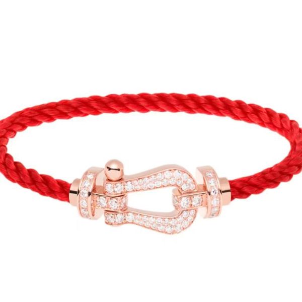 Zapatos de caballo Diseñador de lujo Cadena de cadena Pulsera con dijes para mujer Cordón negro rojo Cadenas de cuerda torcida Cristal brillante Diamante de bling Pulseras de oro de 18 quilates Joyería de fiesta