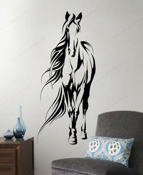 Calcomanía de silueta para la pared de caballo, pegatina artística de pared para montar a caballo, decoración de pared del hogar, mural artístico extraíble JH205 2011301177638