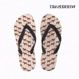 Paard waar 3D -print vrouw zomer slippers casual strand sandaal flipflop voor vrouwelijke slippers vrouwelijk wrijf 5b2 flop