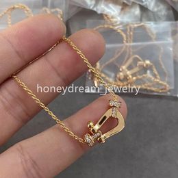 Collier de chaîne de bijoux de boucle de fer à cheval pour les femmes pendentif k coeur d'or Designer dames de mode avec boîte d'emballage