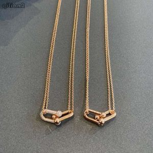 Halskette mit Hufeisenschnalle, hochwertig, glänzendes Roségold, Hardware Valley, gleiche Schlüsselbeinkette, Ly