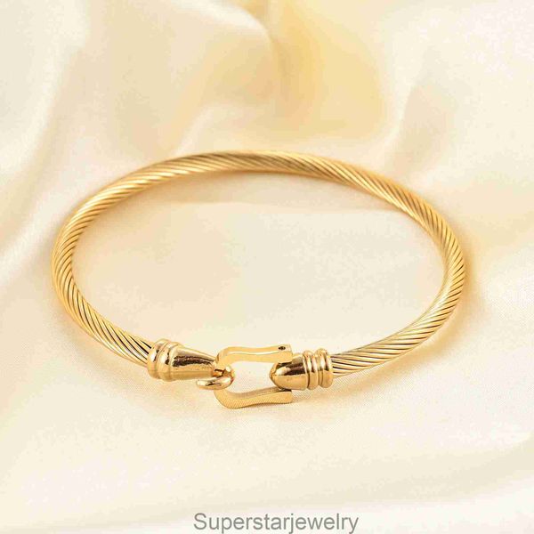 Bracelet de carte en fer à cheval Titane en acier Fashion Bracelet Gold 18K Câble minimaliste