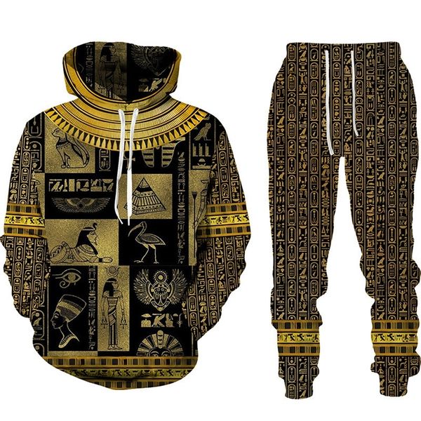 Horus Dios egipcio Ojo de Egipto Faraón Anubis Sudadera con capucha Chándal Hombres Ropa Conjuntos Otoño Invierno Pantalones de chándal Hombre Sudadera Traje 220609