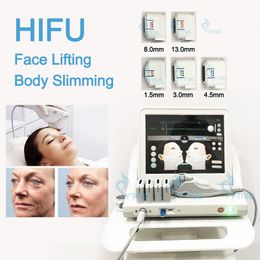 Machine professionnelle Hifu Face Lift Anti-âge Ultrasons focalisés à haute intensité Hifu Resserrement de la peau Équipement de salon de beauté 3 ou 5 têtes