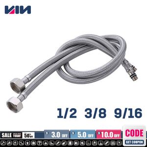 Hoses 1Pair G1/2 G3/8 G9/16 Stainless Steel Flexible Plumbing Pipe 60cm Cold Mixer Faucet Water Supply Kitchen Bathroom 230414