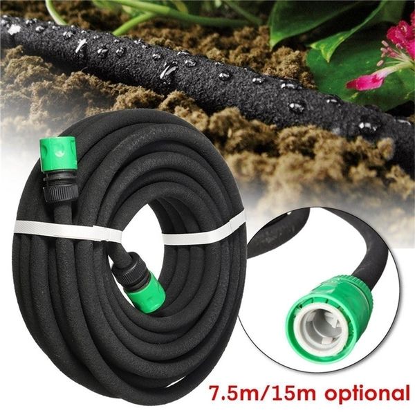 Tuyaux 7,5 / 15m Poreux Soaker Micro Irrigation Goutte à Goutte 4 / 9mm Tube de Fuite Anti-âge Tuyau Perméable Arrosage de Jardin 220930