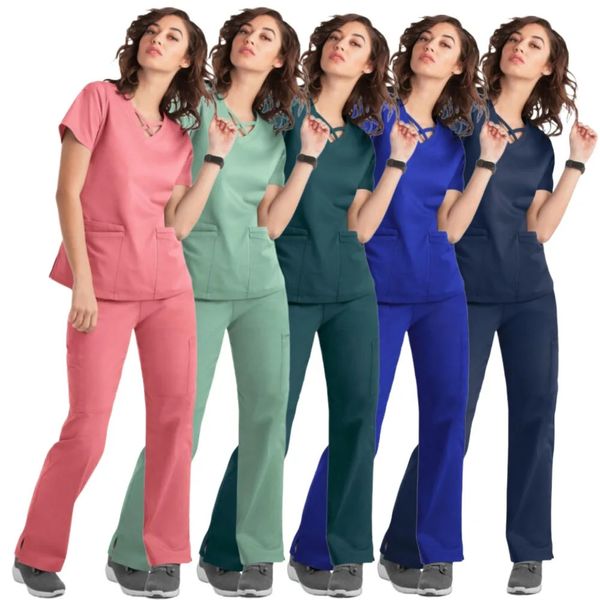 Hospital Scrubs Définit les accessoires d'infirmières Vêtements pour femmes Uniforms de travail Clinique dentaire Salon de beauté Salon de travail Salopetrie 240420