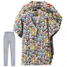 ziekenhuismedewerker werkkleding medische uniform unisex carto panda print scrubs tops verpleegster blouse spa werkuniformen Medicoal benodigdheden A4Ej#