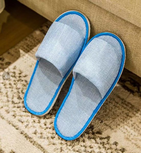 Hospitalidad lino desechable algodón no deslizante invitado nuevo 2024 zapatillas de hotel caseras 966 450 38