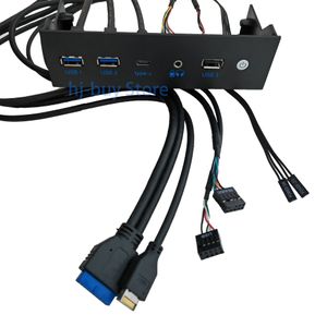 Câble d'extension de carte mère de boîtier hôte 19P 9Pin à 2 ports USB 3.0 3.1 HD Audio Type E Type-C Power SW Led 5.25in Panneau de barre avant