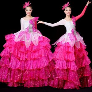 Hôte élégant ouverture robe de danse nouvelle scène danse folklorique performance vêtements danse moderne vêtements chorus jupe longue femme adulte ingéniosité