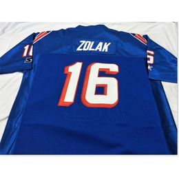 Hot 009 Blue White Scott Zolak # 16 Team uitgegeven 1990 Game Versleten Retro College Jersey Size S-5XL of Custom Any Name of Number Jersey