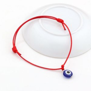 100 Uds. Pulseras ajustables de cuerda de cera de Color rojo, colgante de cuentas de ojo de la suerte para hombres, regalo de joyería Ms