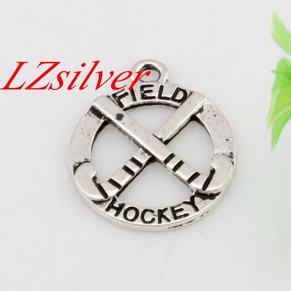 Chaud! 100 pcs Antique Argent Zinc Alliage Simple-Champ Charms De Hockey Sur Le Terrain 19x23mm BRICOLAGE Bijoux A-450