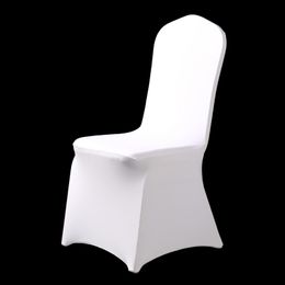 Hot 100 stks Universal Hotel Spandex Wit Stoel Cover Lycra Weddings Chair Covers Party Dining Christmas Event Decor Seat Cover Y200103