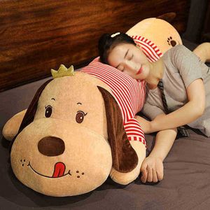 Chaud 110130cm grande taille nouveau mignon animal kawaii couronne chien jouets en peluche sommeil oreiller enfants cadeau d'anniversaire ld fille noël saint valentin J220729