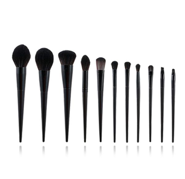 HOT 11pcs / set Ensemble de pinceaux de maquillage Crème pour le visage Power Foundation Brushes Pinceaux à outils cosmétiques de beauté polyvalents avec pochette JL1383