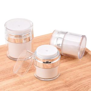 15g 30g 50g Perle Perle blanc acrylique pot sans air rond vide crème cosmétique Pompe d'emballage Bouteilles d'emballage pour voyager Rechargeable Bottle Bottle Press Style Filals Conteneur