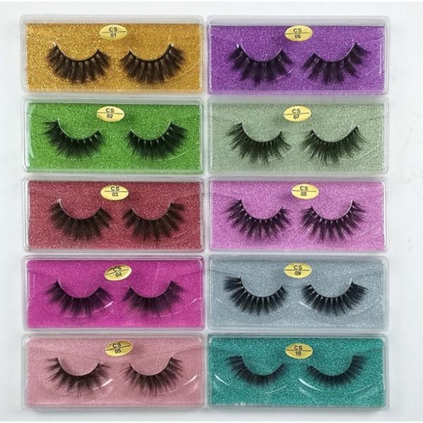 Caliente 15 estilos de pestañas postizas naturales suaves y gruesas pestañas de visón 3D naturales extensión de brillo pestañas de visón con cepillo de pestañas maquillaje de ojos Lashes667