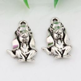 Caliente ! 150 piezas de aleación de plata envejecida Basset Hound Dog Charms colgante DIY joyería ajuste collar pulsera 14,5X25,5 MM