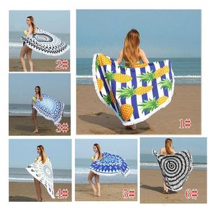 Chaude 16 couleurs Europe et États-Unis romantique Su Sha serviette de sable ronde ultra - fine fibre serviette de plage d'impression active U002
