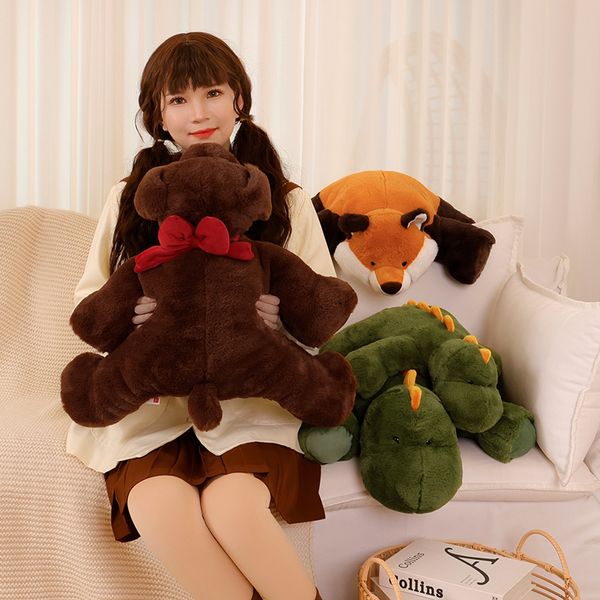 Oferta, 1 unidad, juguete de peluche blando Kawaii, zorro, dinosaurio, perro, almohada con relleno de animales, cojín de silla suave de dibujos animados, sofá, decoración del hogar, regalo para niñas